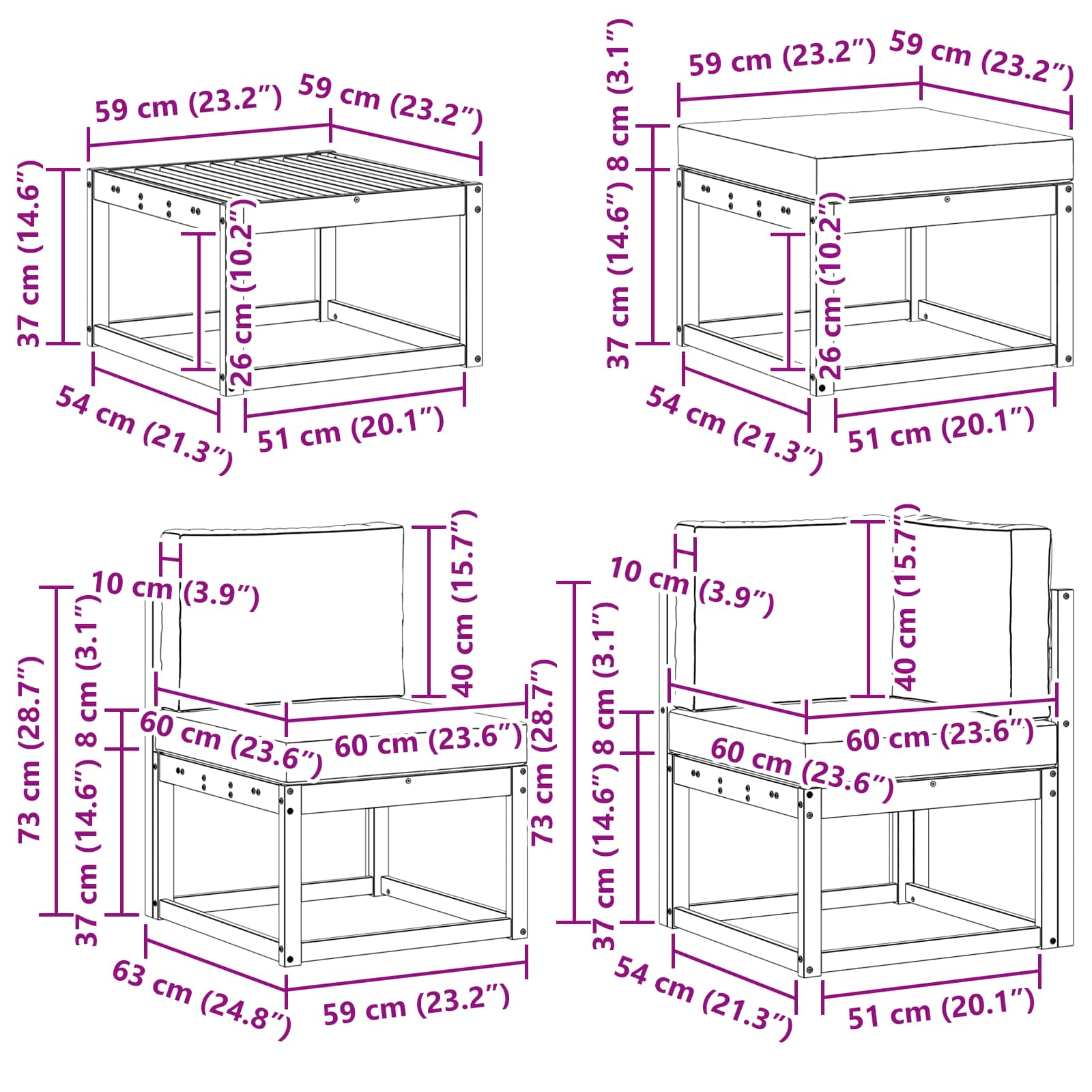 Conjunto de sofás de exterior 7 pcs Gris Natural y Claro