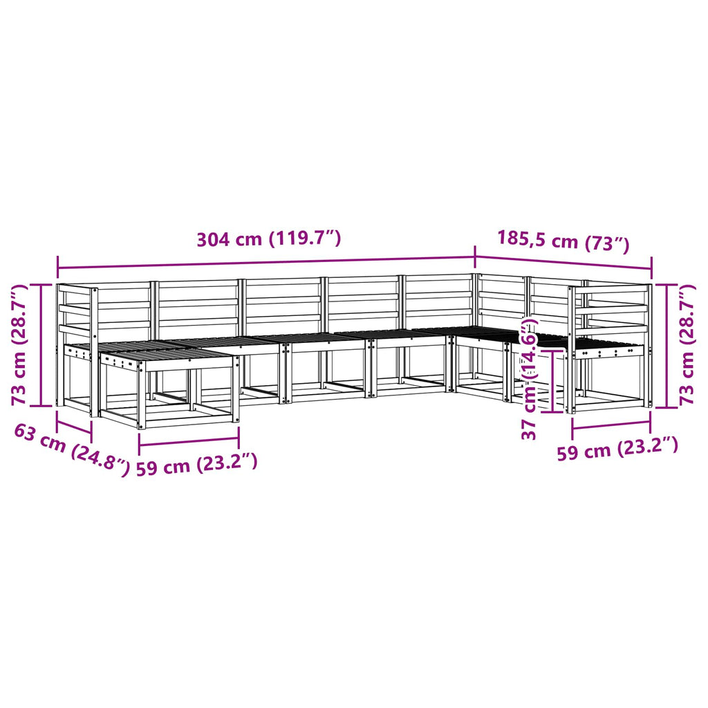 Conjunto de sofás de exterior 8 pcs Natural