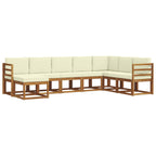 Conjunto de sofás de exterior con cojín 8 pcs Natural y Crema