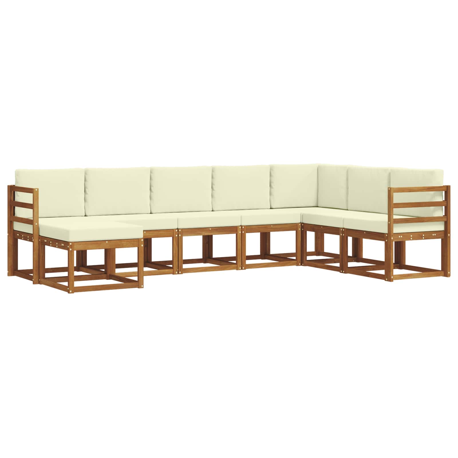 Conjunto de sofás de exterior con cojín 8 pcs Natural y Crema