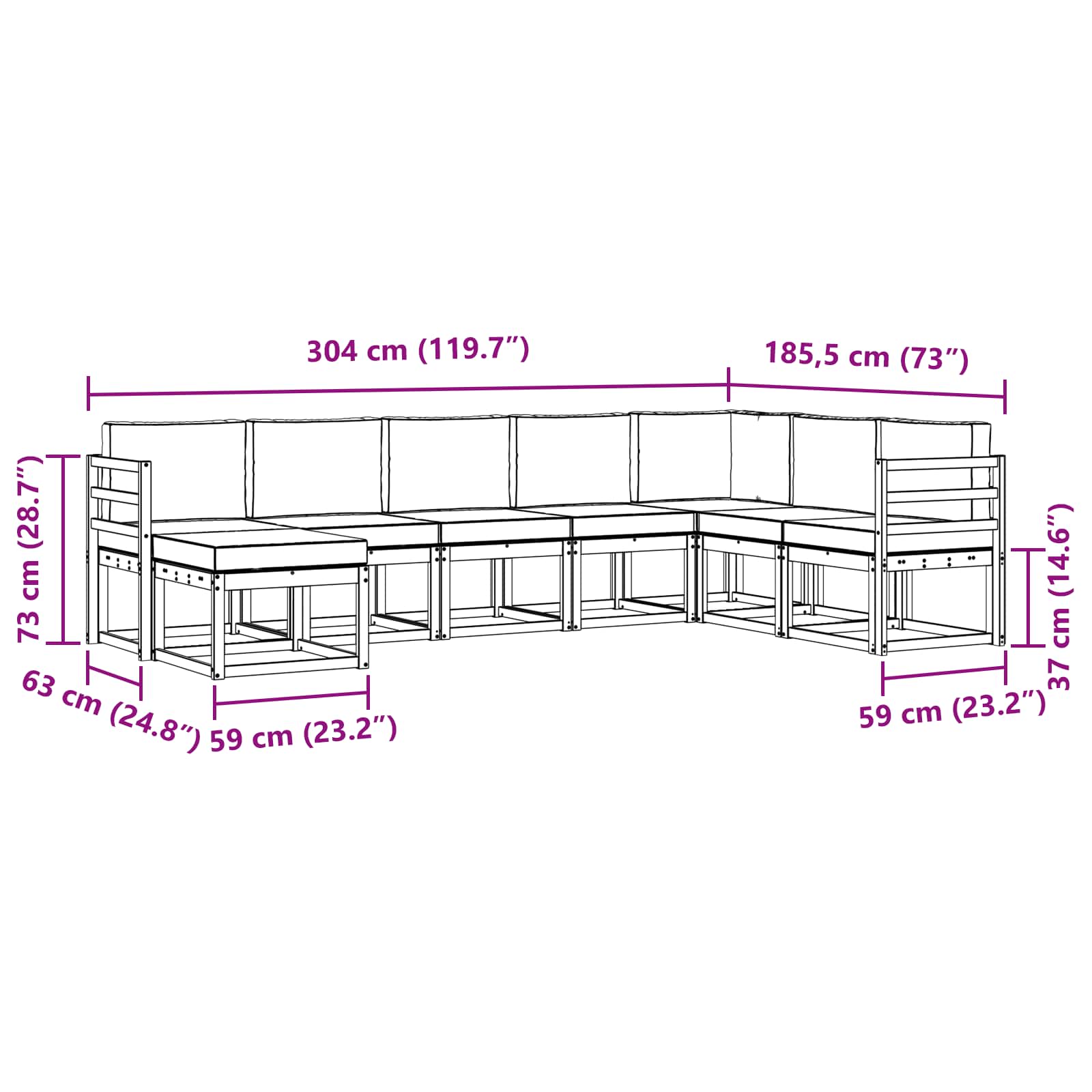 Conjunto de sofás de exterior 8 pcs Gris Natural y Claro