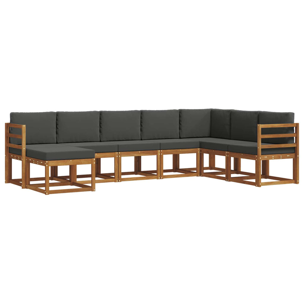 Conjunto de sofás de exterior 8 pcs Natural y Antracita