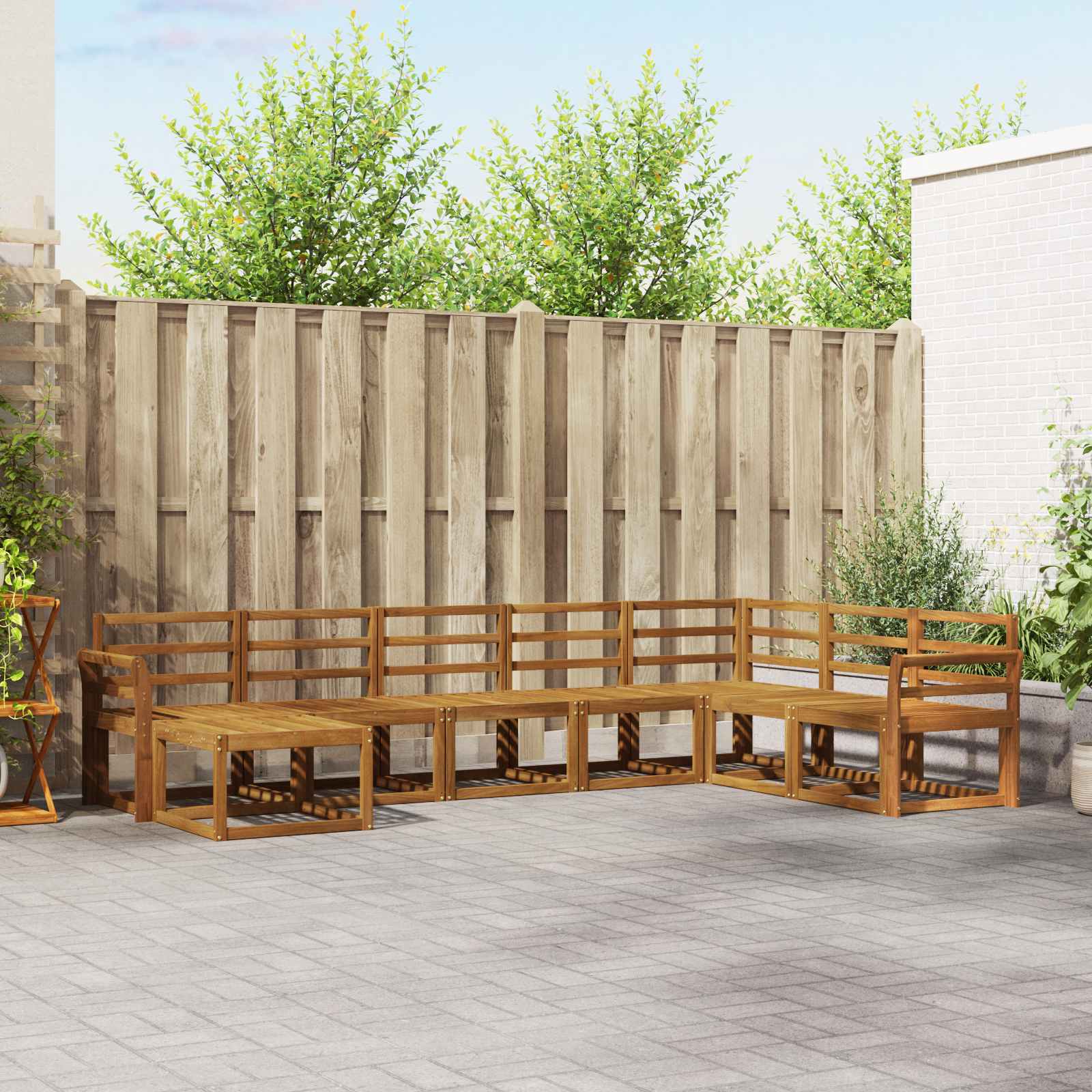 Conjunto de sofás de exterior 8 pcs Natural