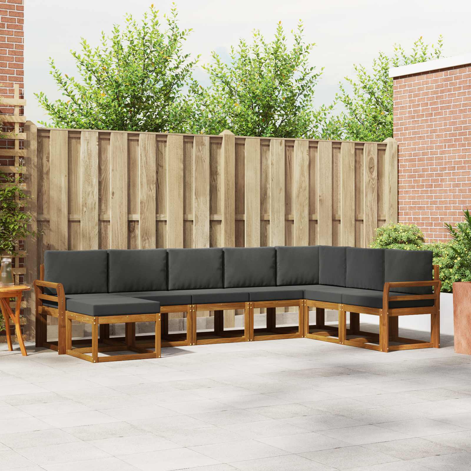 Conjunto de sofás de exterior 8 pcs Natural y Antracita