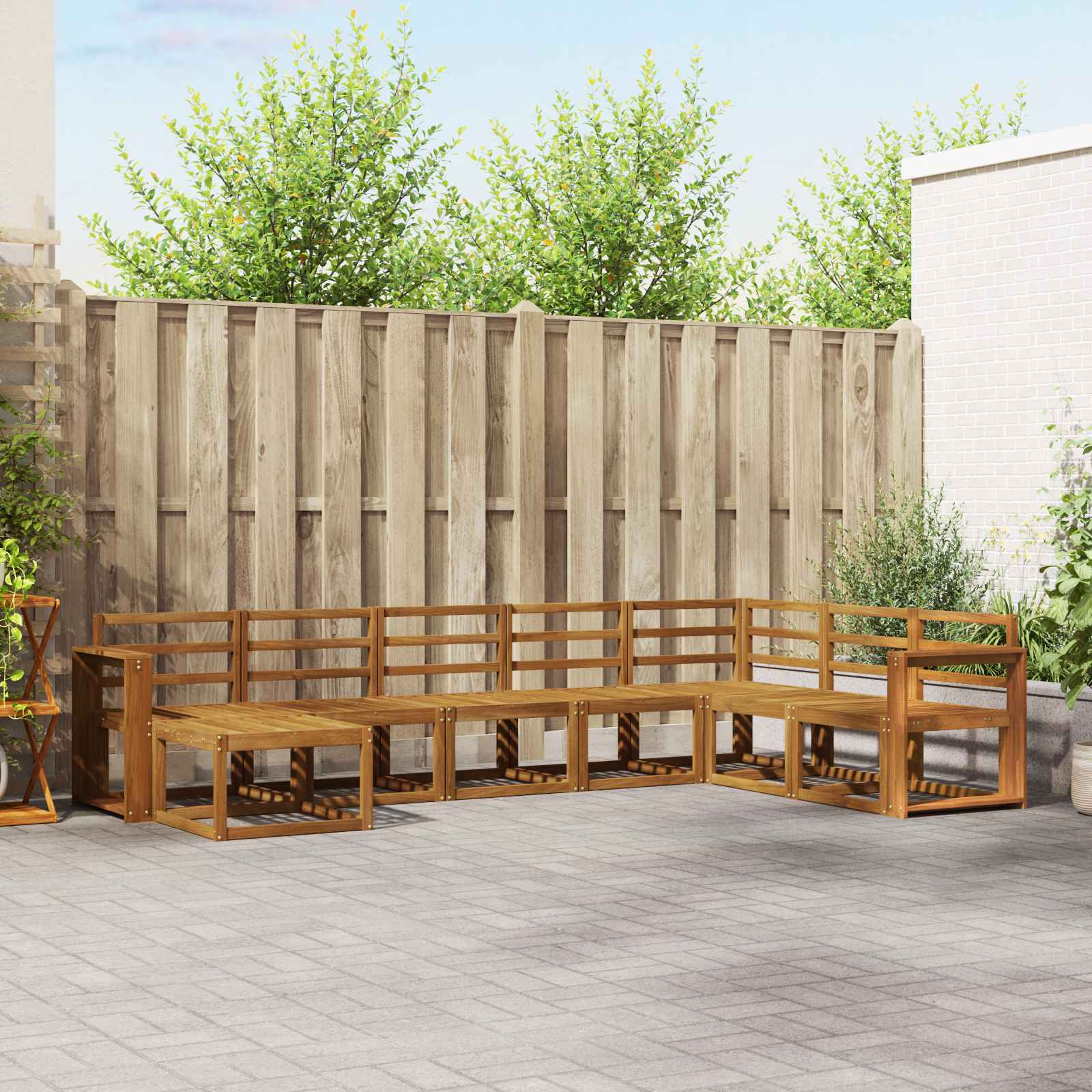 Conjunto de sofás de exterior 8 pcs Natural