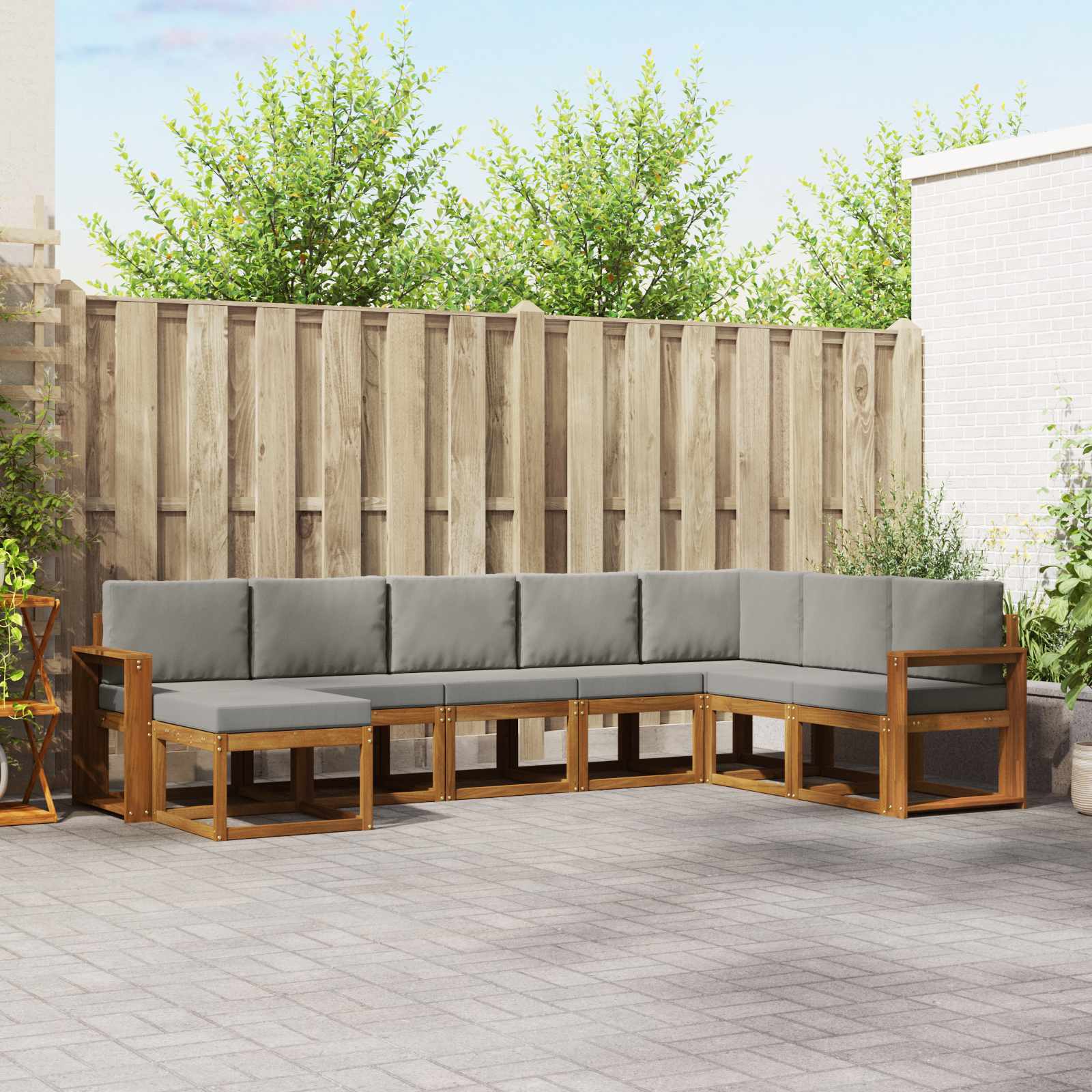 Conjunto de sofás de exterior 8 pcs Gris Natural y Claro