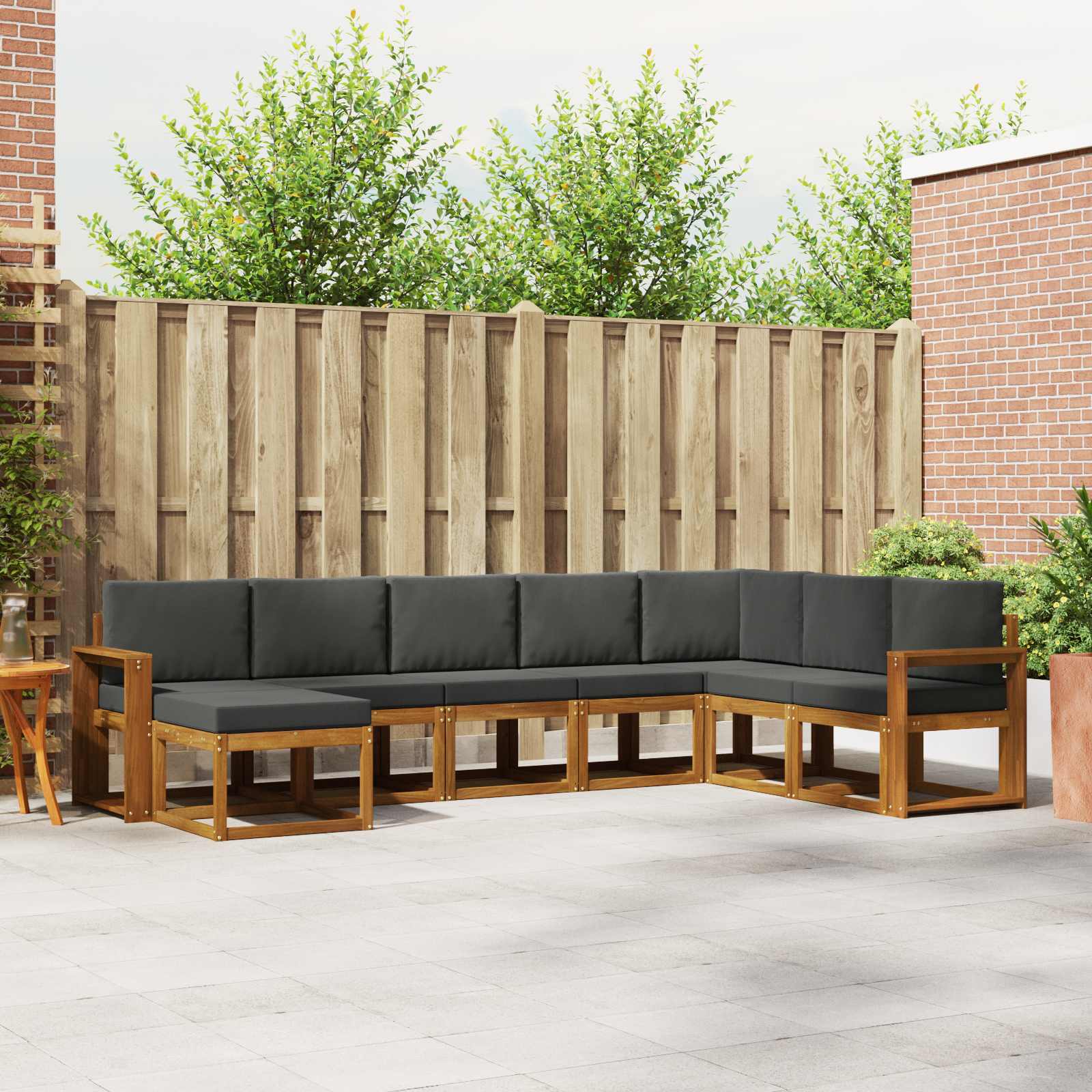 Conjunto de sofás de exterior 8 pcs Natural y Antracita