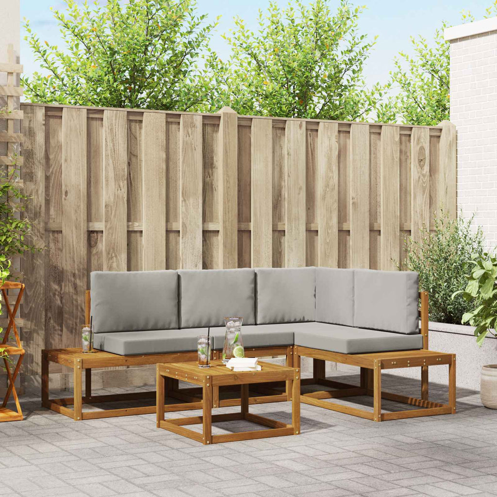 Conjunto de sofás de exterior 5 Pieza Gris Natural y Claro
