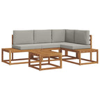 Conjunto de sofás de exterior 5 Pieza Gris Natural y Claro
