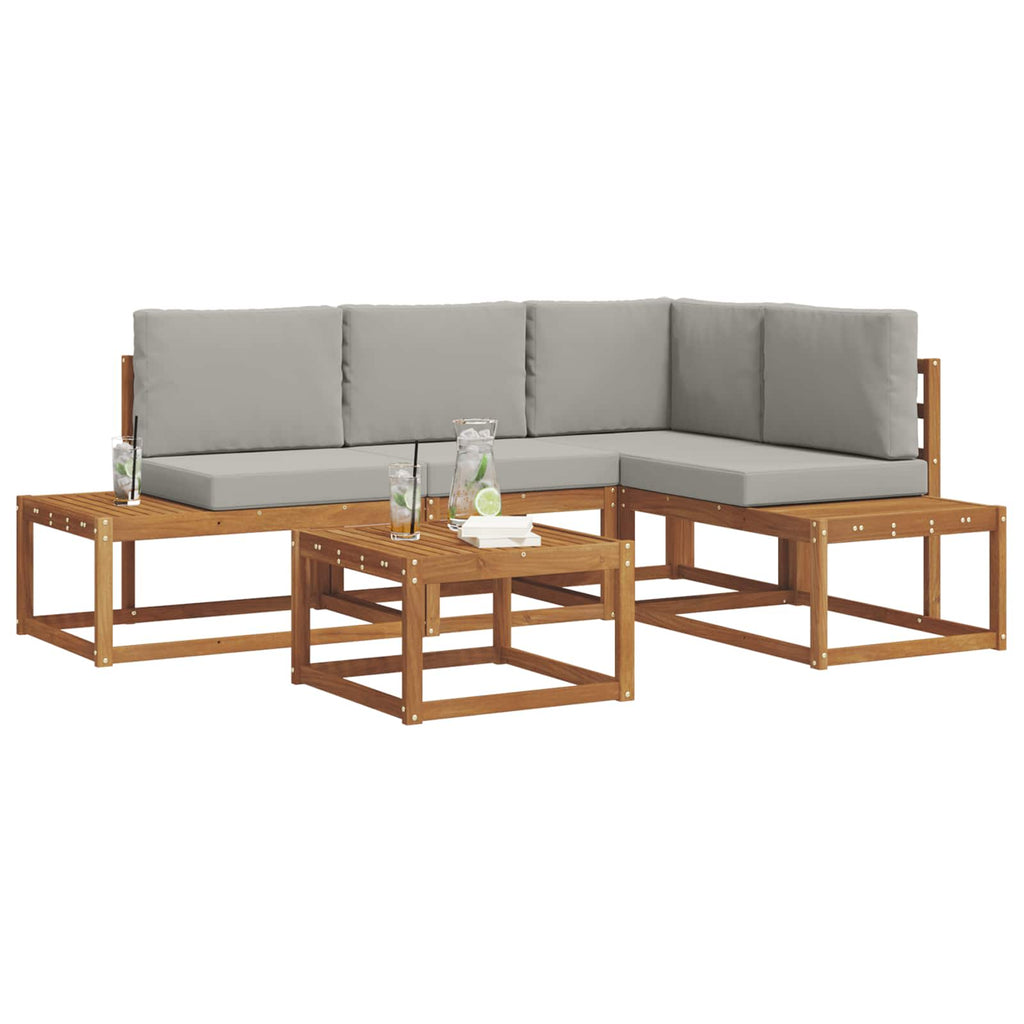 Conjunto de sofás de exterior 5 Pieza Gris Natural y Claro