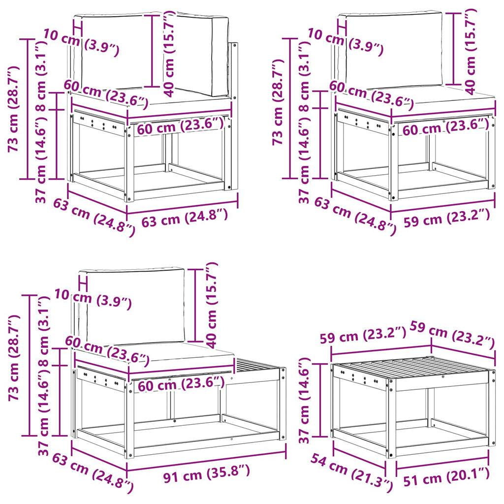 Conjunto de sofás de exterior 5 Pieza Gris Natural y Claro