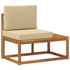 Conjunto de sofás de exterior con cojín 5 Pieza Natural y Beige