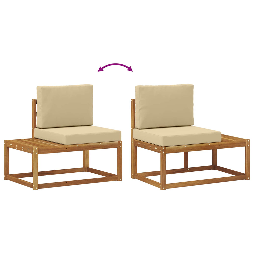 Conjunto de sofás de exterior con cojín 5 Pieza Natural y Beige
