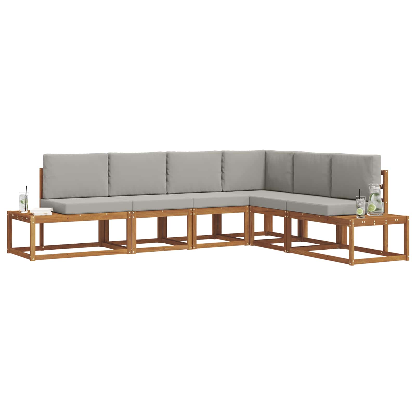 Conjunto de sofás de exterior 6 Pieza Gris Natural y Claro