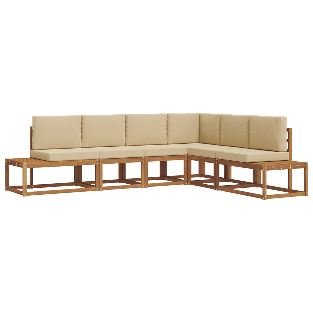 Conjunto de sofás de exterior con cojín 6 Pieza Natural y Beige