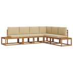 Conjunto de sofás de exterior con cojín 6 Pieza Natural y Beige