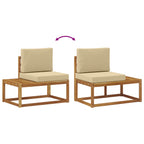 Conjunto de sofás de exterior con cojín 6 Pieza Natural y Beige