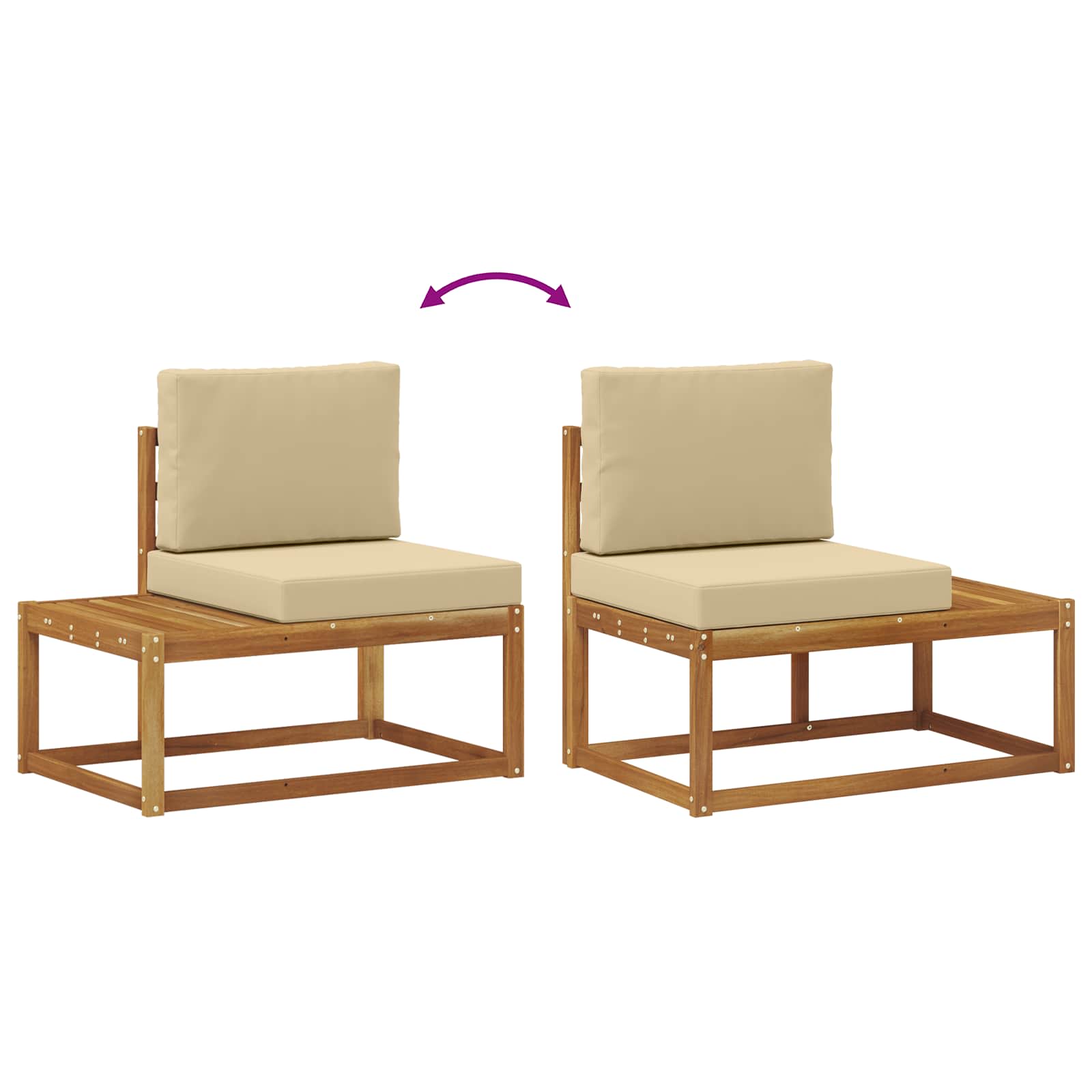 Conjunto de sofás de exterior con cojín 6 Pieza Natural y Beige