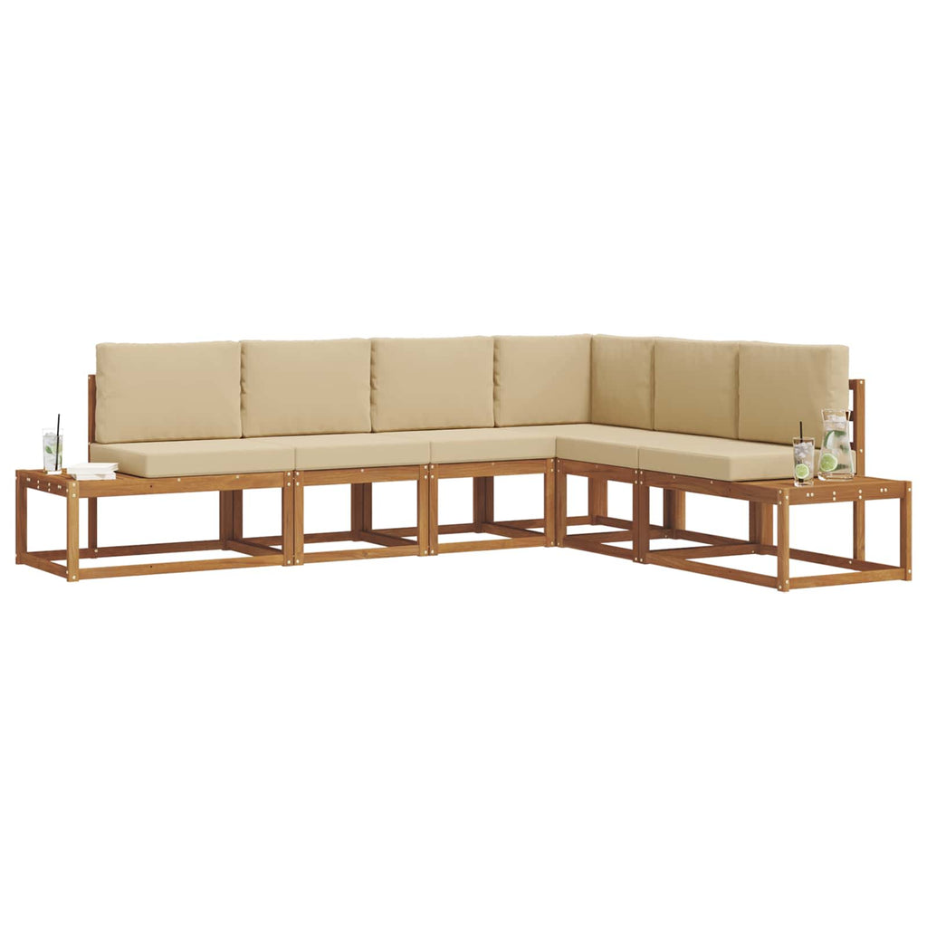 Conjunto de sofás de exterior con cojín 6 Pieza Natural y Beige