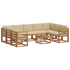 Conjunto de sofás de exterior con cojín 10 pcs Natural y Beige