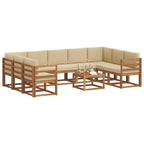 Conjunto de sofás de exterior con cojín 10 pcs Natural y Beige