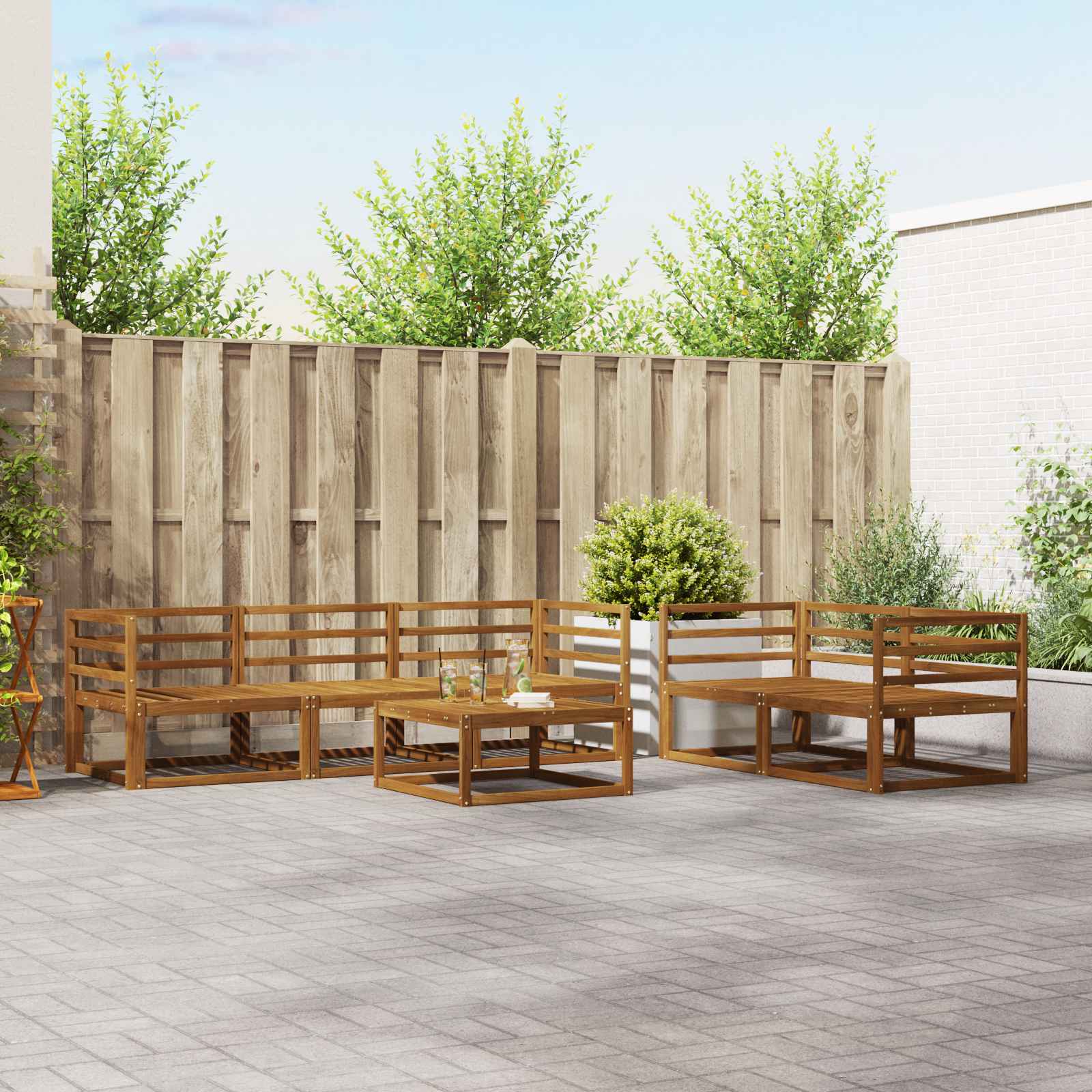 Conjunto de sofás de exterior 6 pcs Blanco