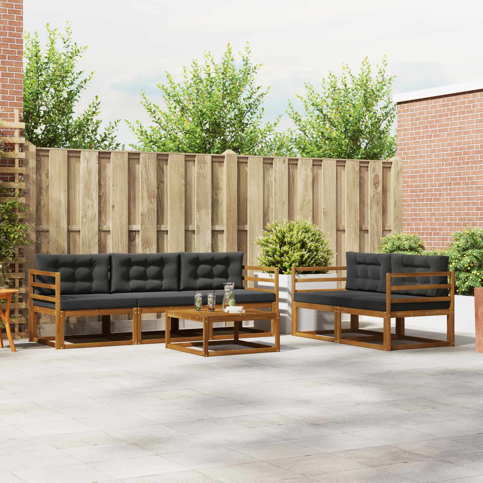 Conjunto de sofás de exterior 6 pcs Blanco