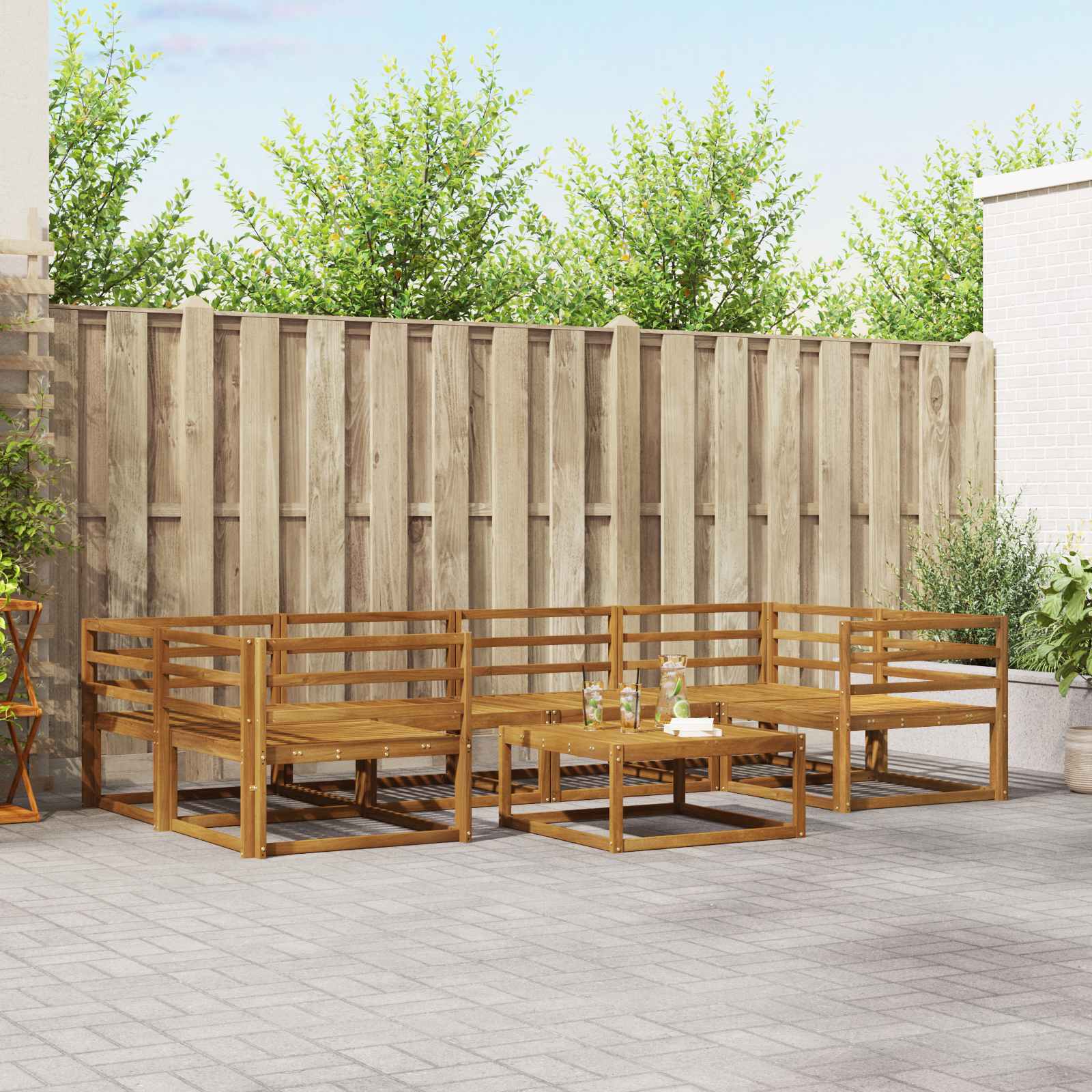 Conjunto de sofás de exterior 5 pcs Blanco y Antracita