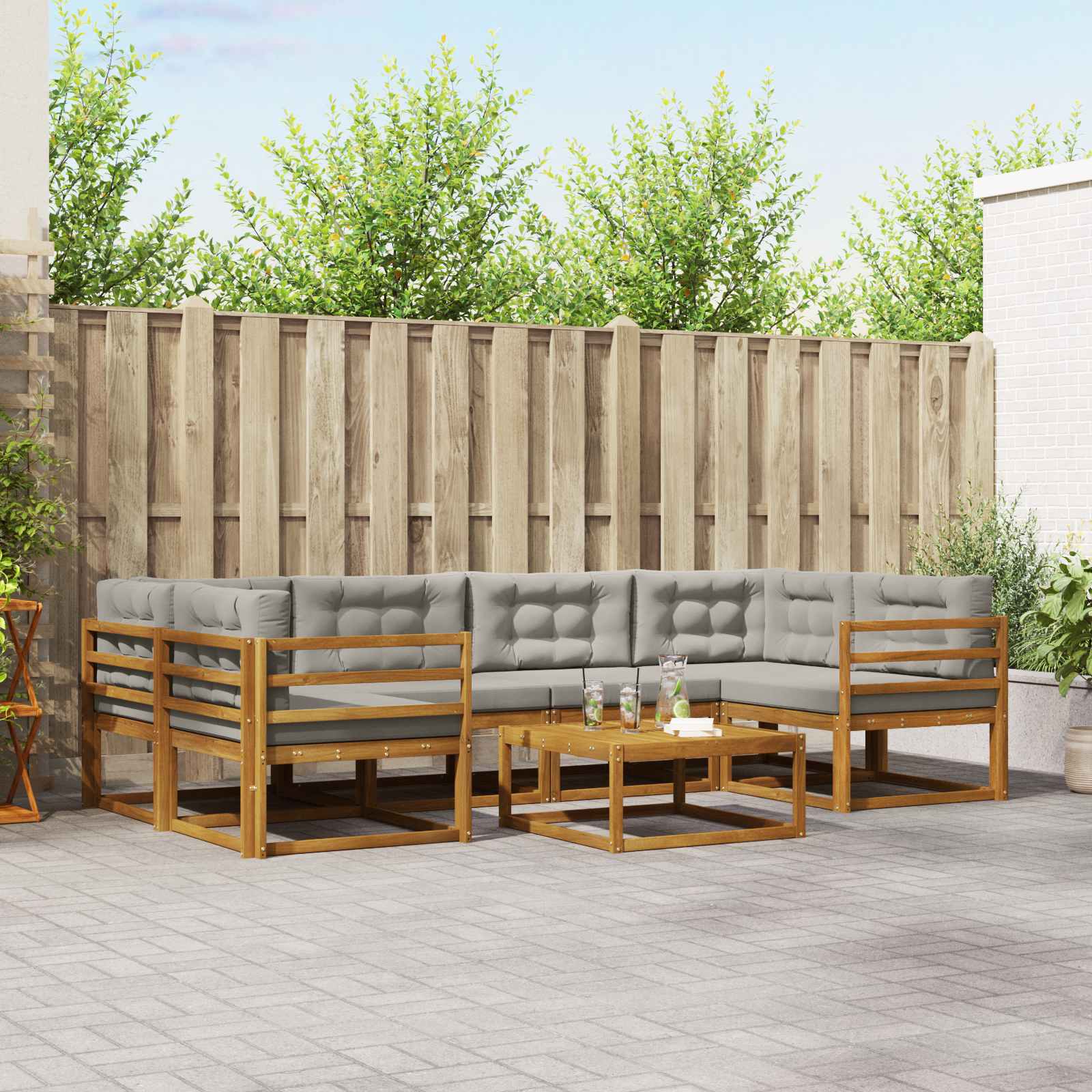Conjunto de sofás de exterior 5 pcs Blanco y Antracita