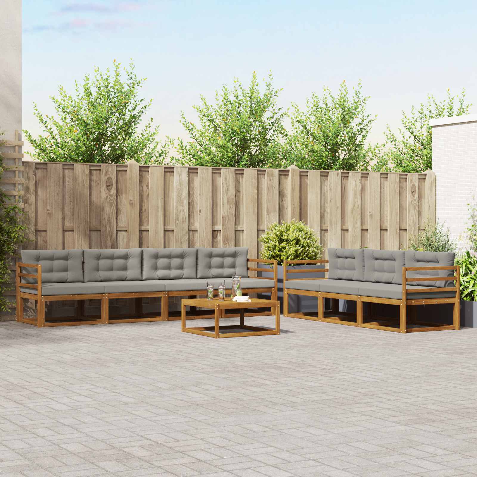 Conjunto de sofás de exterior 7 pcs Blanco y Antracita