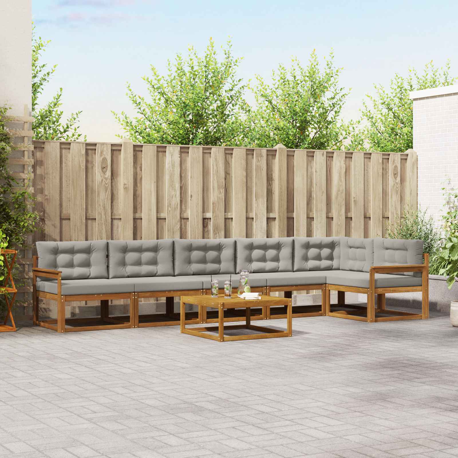 Conjunto de sofás de exterior 7 pcs Blanco 79 x 79 x 37 cm