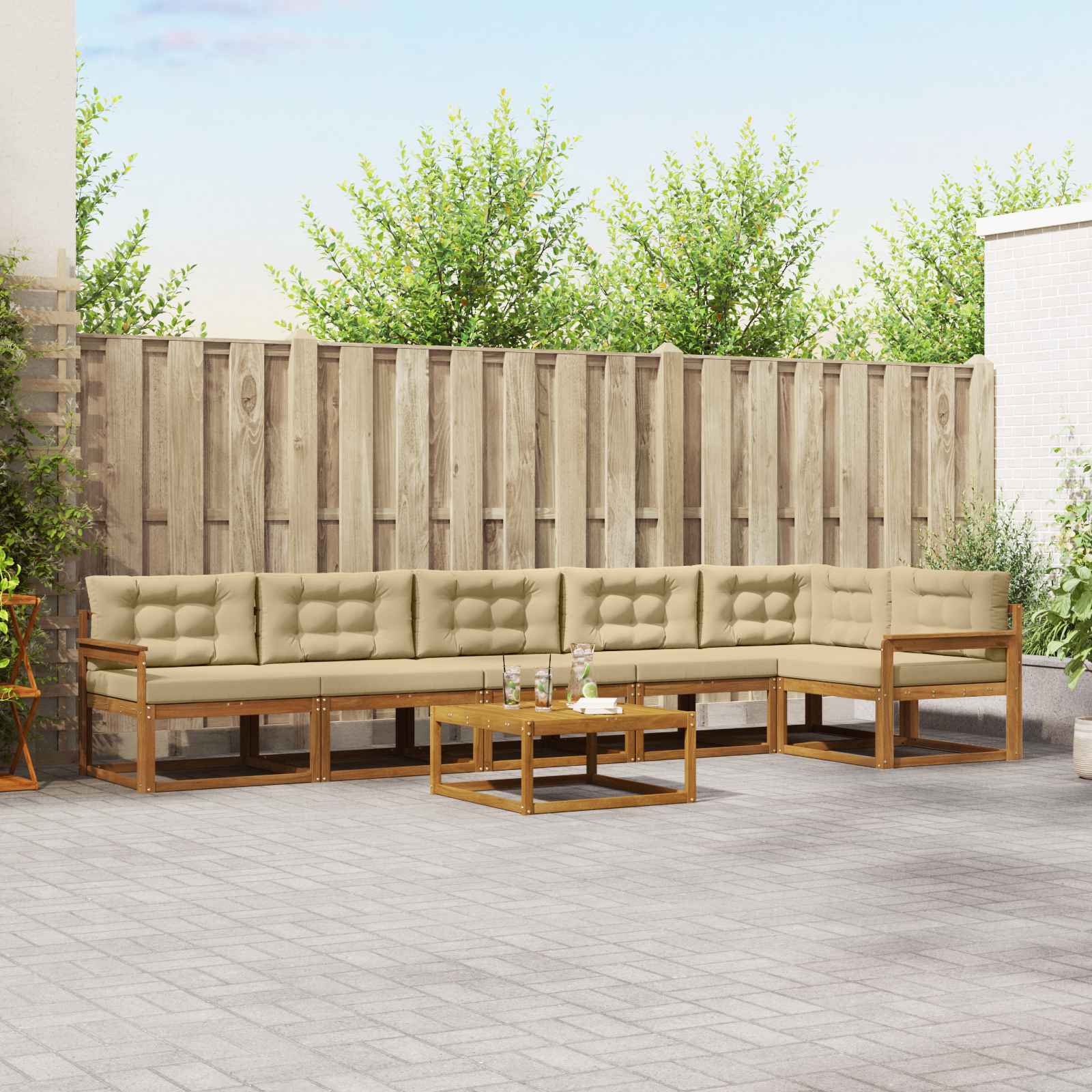 Conjunto de sofás de exterior 9 pcs Blanco y Antracita