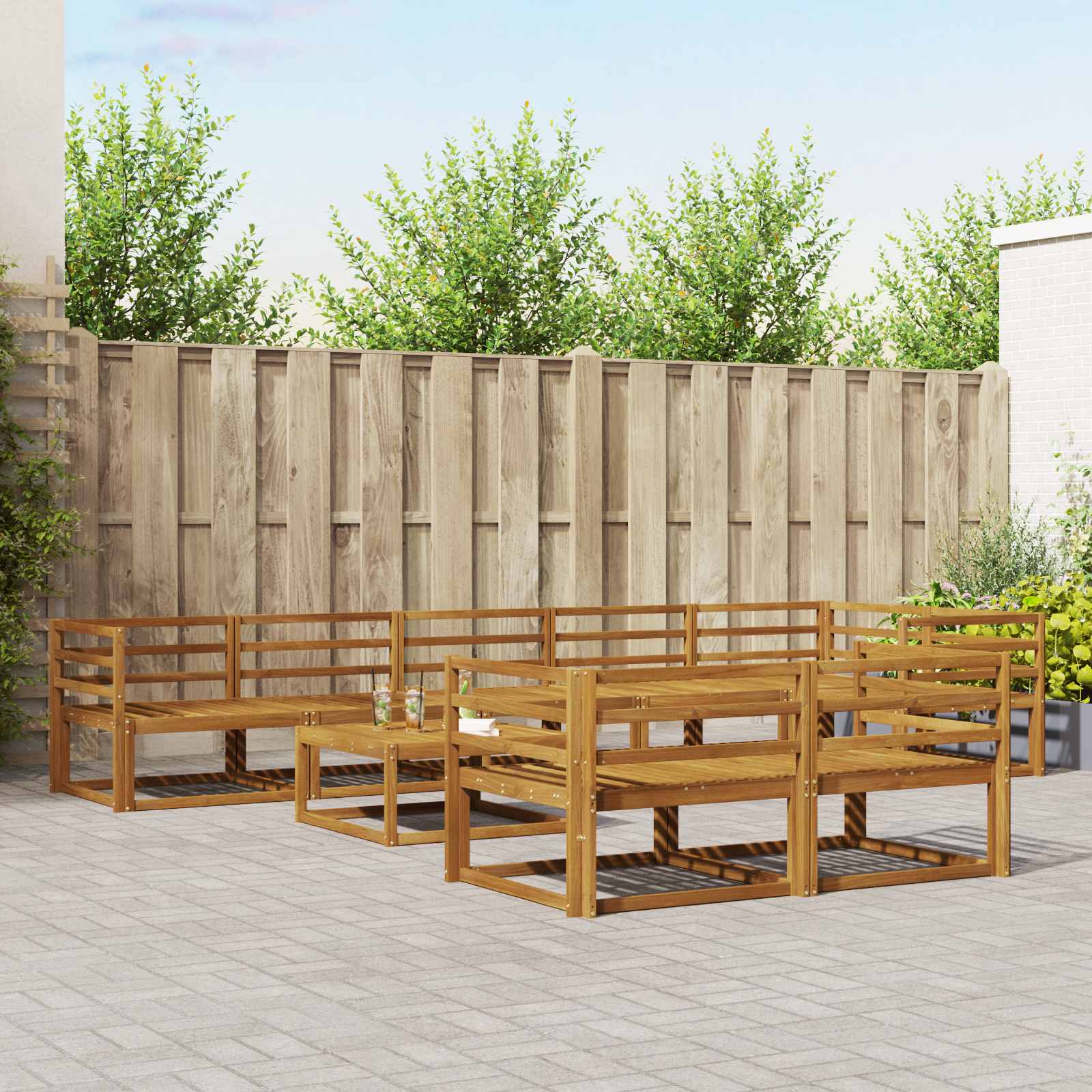 Conjunto de sofás de exterior 9 unid. Branco 79 x 79 x 37 cm