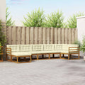 Conjunto de sofás de exterior con cojín 7 pcs Natural y Crema