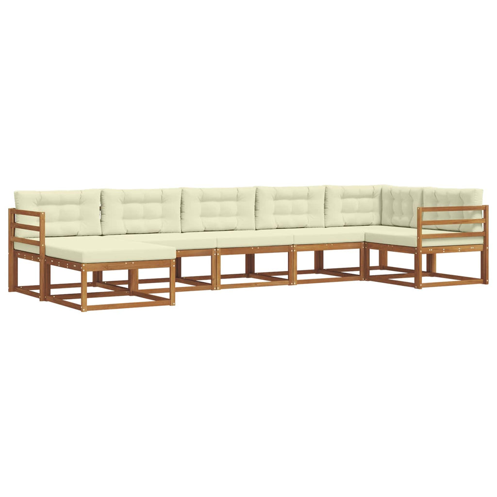 Conjunto de sofás de exterior con cojín 7 pcs Natural y Crema