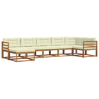 Conjunto de sofás de exterior con cojín 7 pcs Natural y Crema