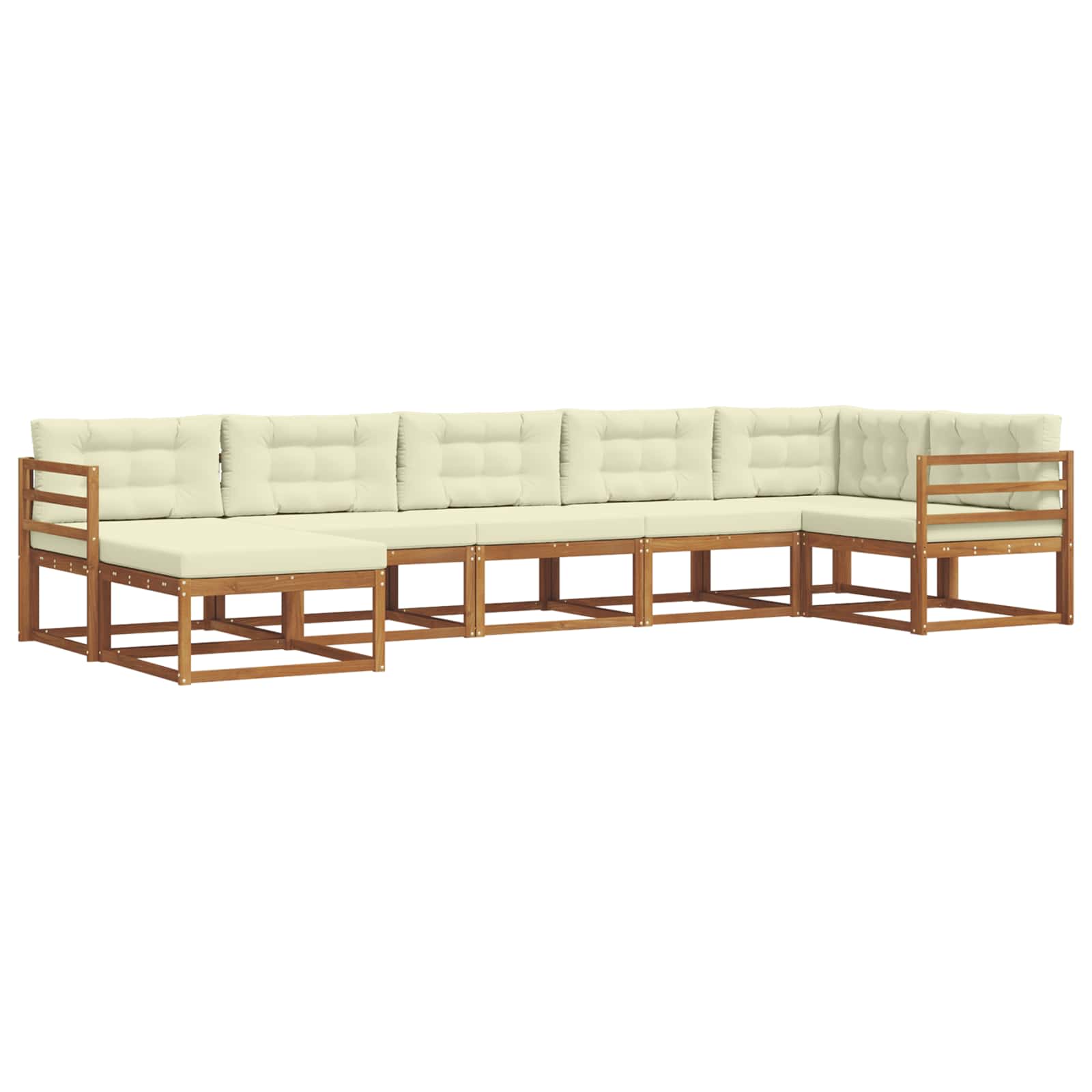 Conjunto de sofás de exterior con cojín 7 pcs Natural y Crema