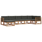 Conjunto de sofás de exterior 7 pcs Natural y Antracita