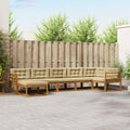 Conjunto de sofás de exterior con cojín 7 pcs Natural y Beige