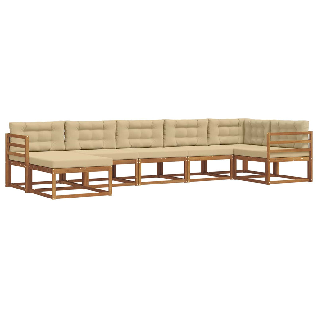 Conjunto de sofás de exterior con cojín 7 pcs Natural y Beige