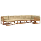 Conjunto de sofás de exterior con cojín 7 pcs Natural y Beige