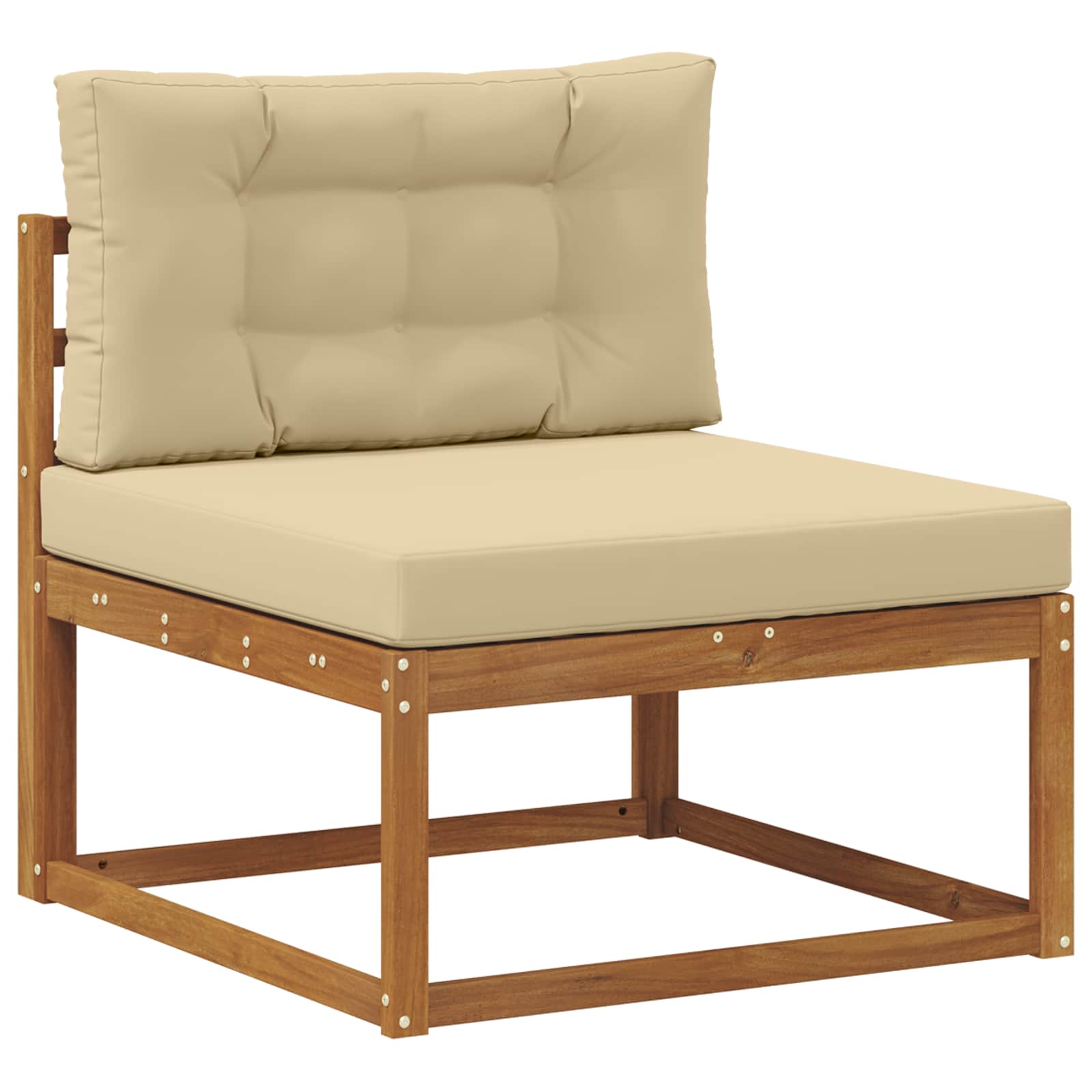 Conjunto de sofás de exterior con cojín 7 pcs Natural y Beige