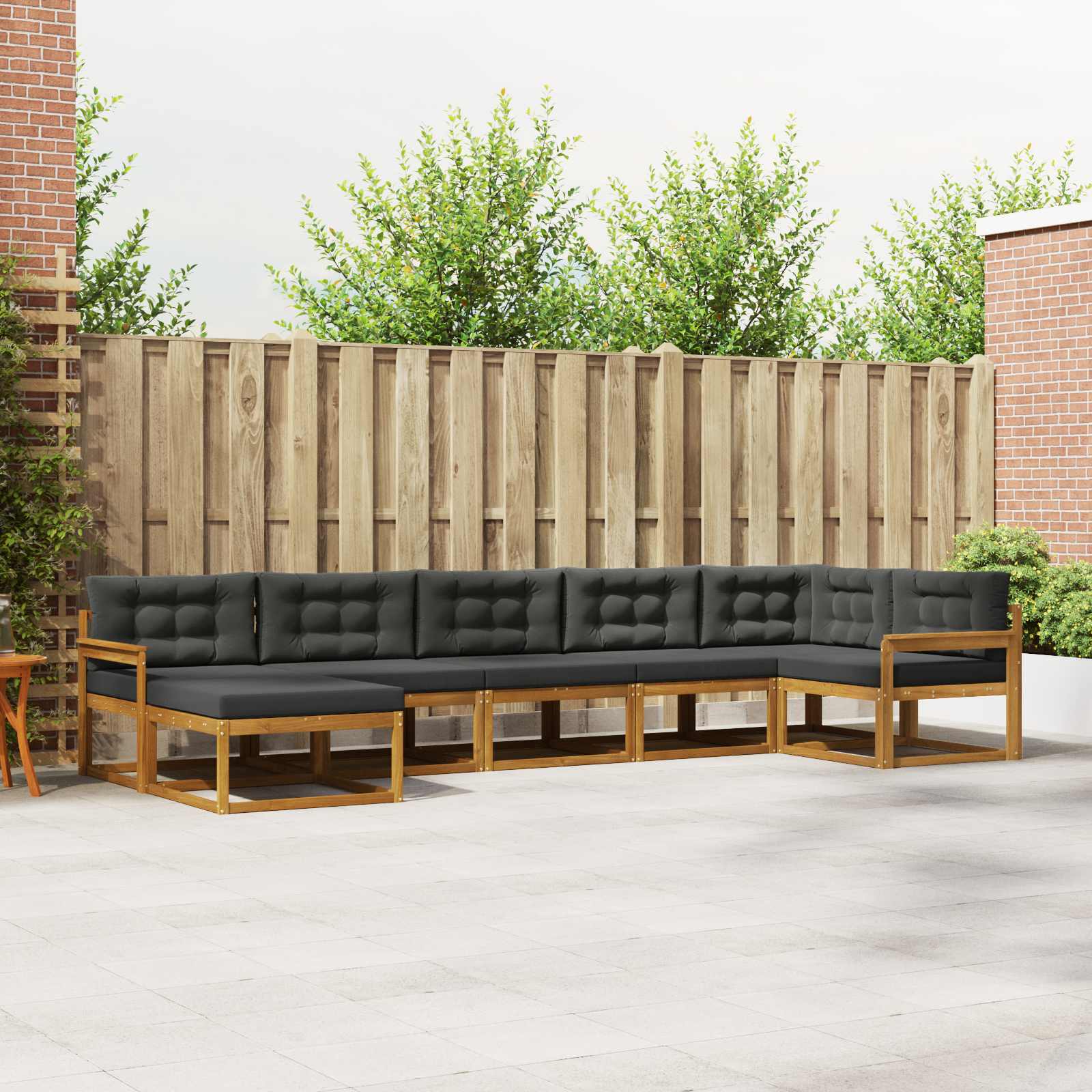 Conjunto de sofás de exterior 7 pcs Natural y Antracita