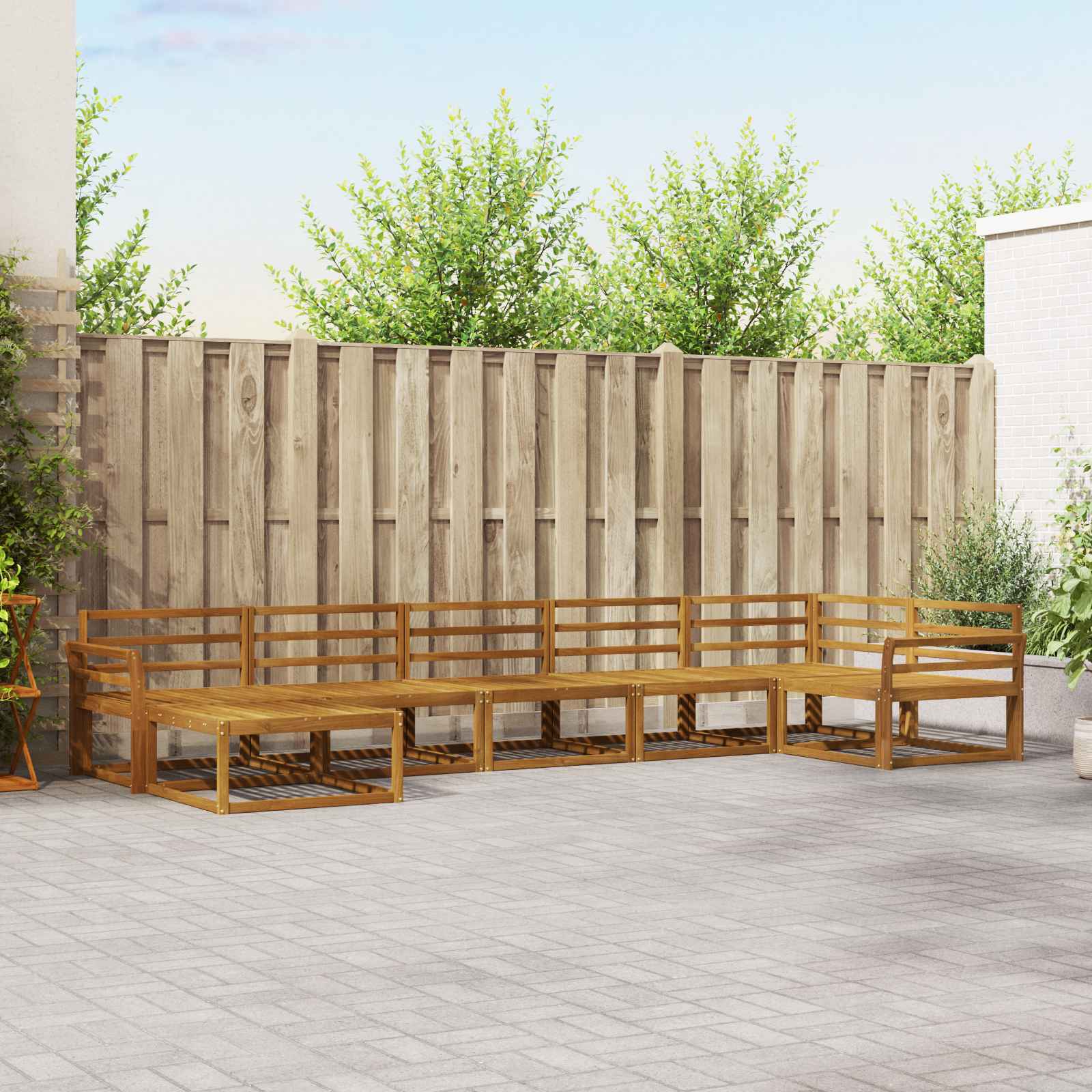 Conjunto de sofás de exterior 7 pcs Natural