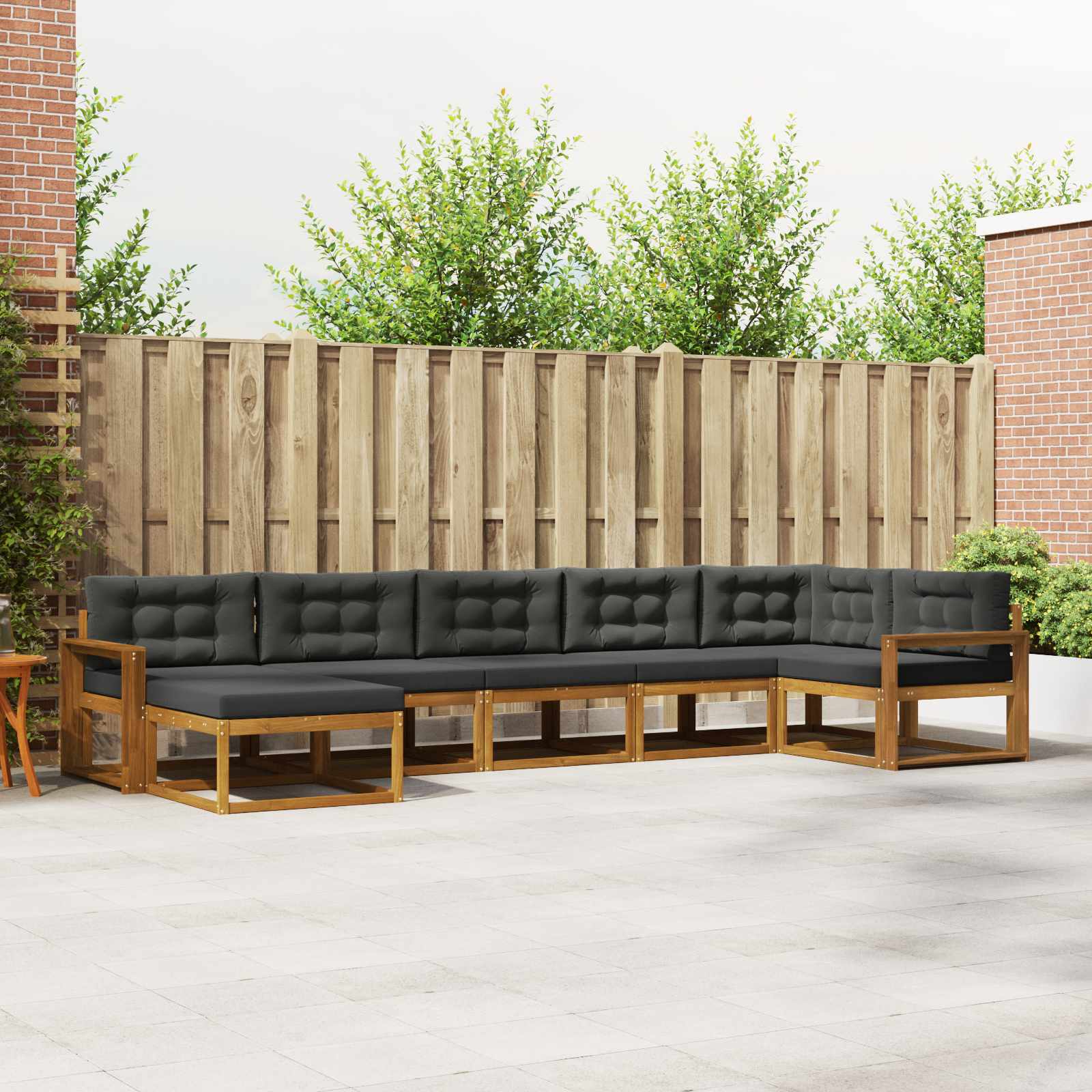 Conjunto de sofás de exterior 7 pcs Natural y Antracita