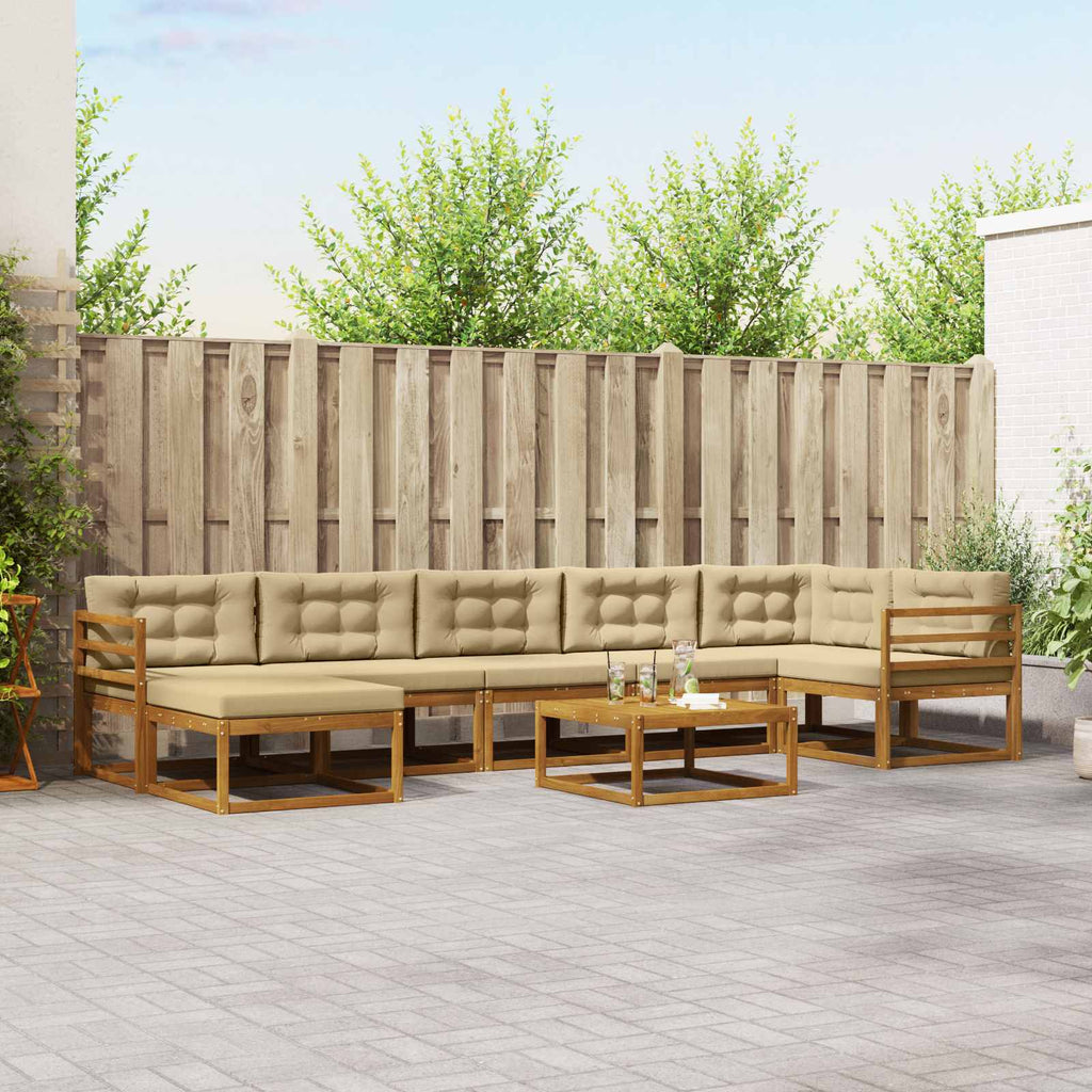Conjunto de sofás de exterior con cojín 10 pcs Blanco y Crema