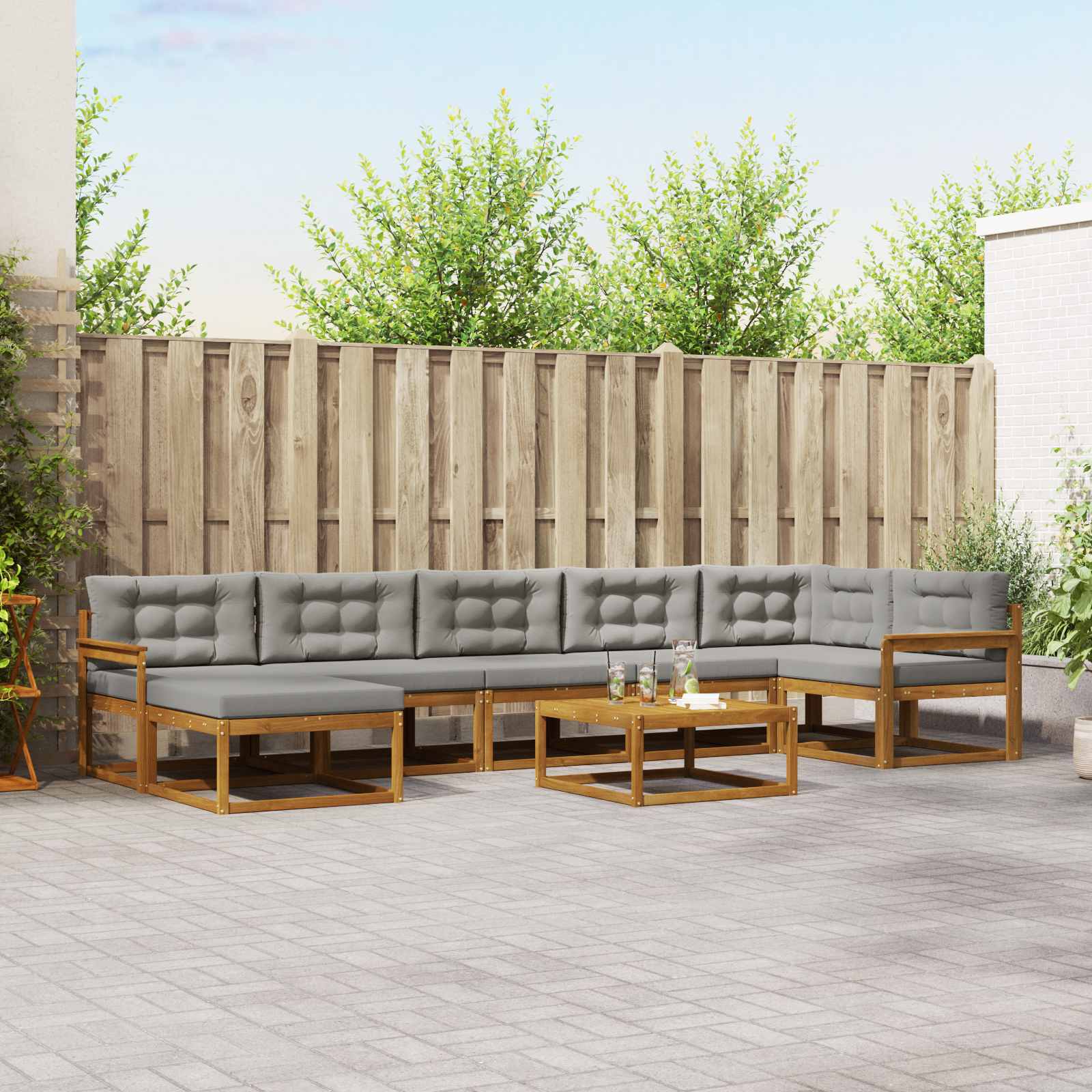 Conjunto de sofás de exterior 8 pcs Blanco