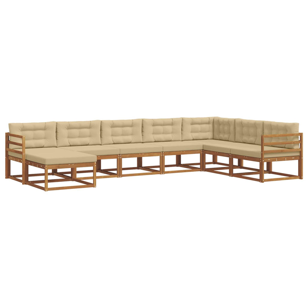 Conjunto de sofás de exterior con cojín 8 pcs Natural y Beige