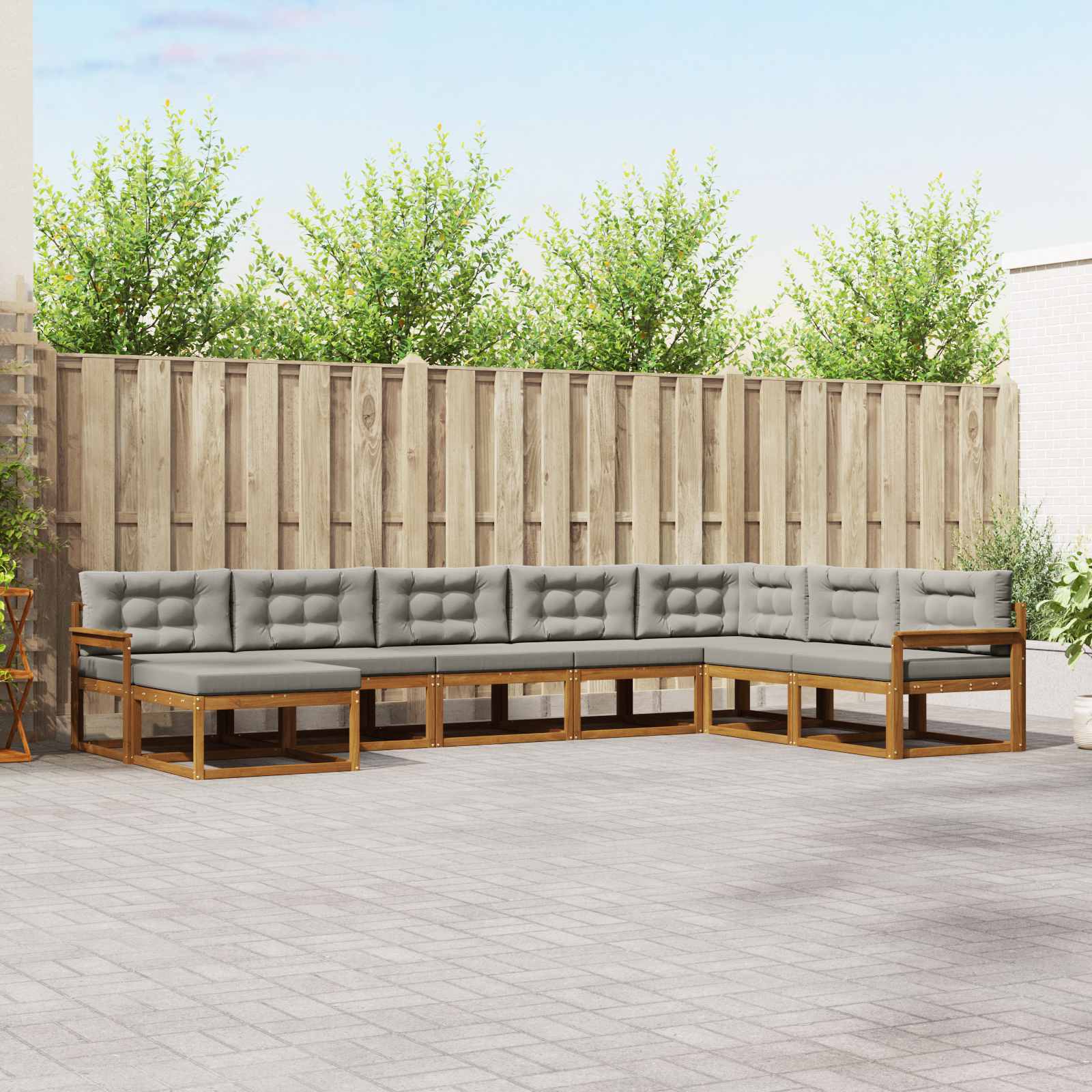 Conjunto de sofás de exterior 8 pcs Gris Natural y Claro