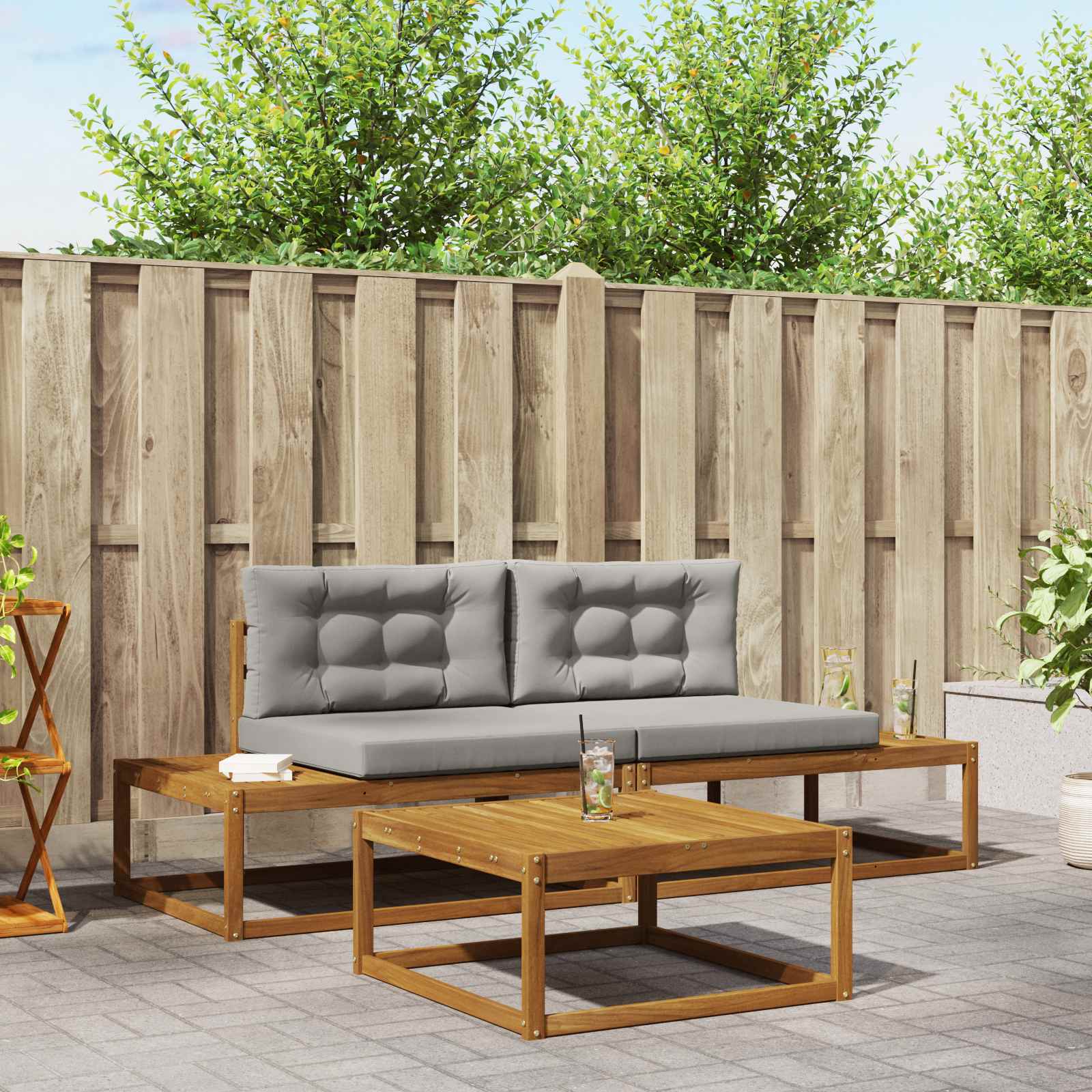 Conjunto de sofás de exterior Blanco 79 x 79 x 37 cm